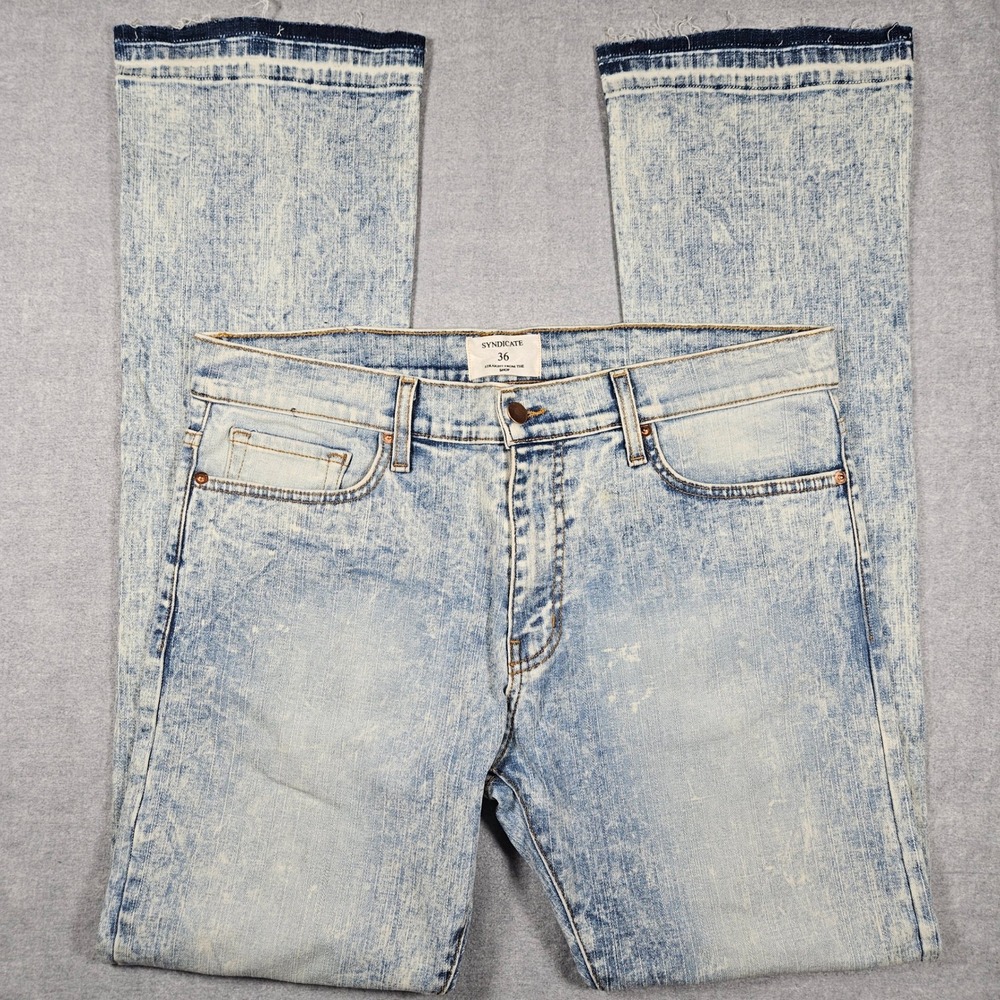 Syndicate Core Straight From The Shop Acid Wash Jeans Mens 36 Light Blue SYND01